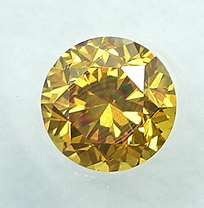 1 pcs Diamant  (Naturfarvet)  - 0.19 ct - Fancy intense Orange nuance Gul - SI2 - International Gemological Institute (IGI)