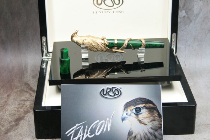 Urso - Fountain pen Falcon in bronzo antiossidante e  argento - Fyldepen