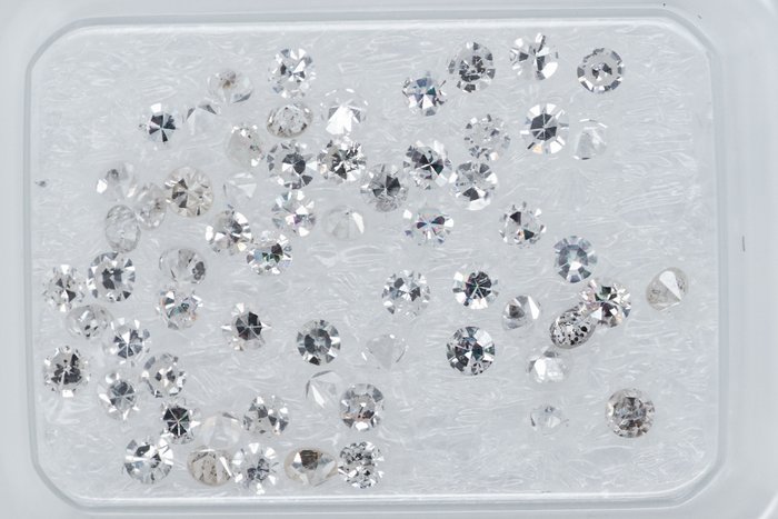 Ingen mindstepris - 63 pcs Diamant  (Natur)  - 1.11 ct - D (farveløs), K - I3, SI1 - Gem Report Antwerp (GRA) - INGEN RESERVEPRIS