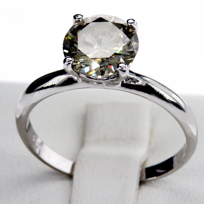 Ingen mindstepris - Forlovelsesring - 14 karat Hvidguld -  2.02ct. tw. Diamant (Naturfarvet)