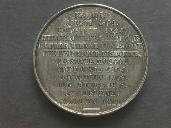 Frankrig. Période Napoléonienne, de 1796 à 1815. Médaille Napoleon 1er Étain Opus Massonnet.  (Ingen mindstepris)