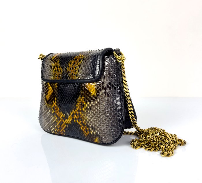 Gucci - 1973 -  Chain Flap Zwart Grijs Goud Python - Skuldertaske