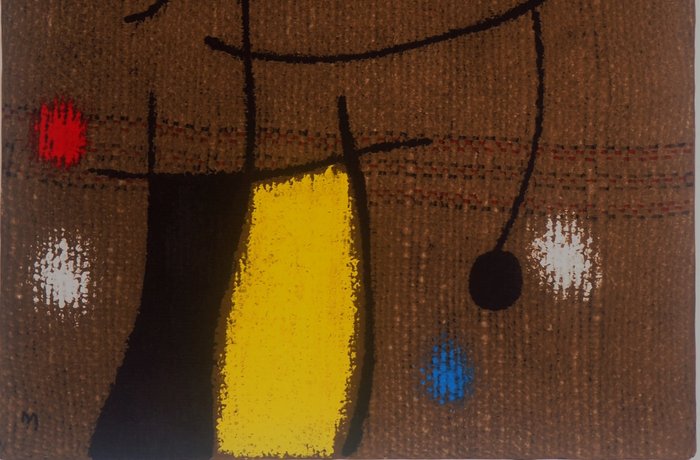 Joan Miro (1893-1983) - Femme en robe jaune et oiseau