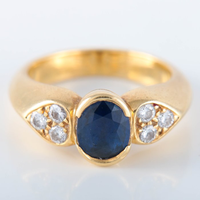 Ring - 18 kraat Gulguld Safir