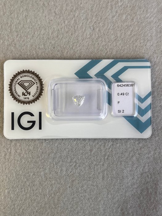 1 pcs Diamant  (Natur)  - 0.49 ct - Trekant - F - SI2 - International Gemological Institute (IGI)