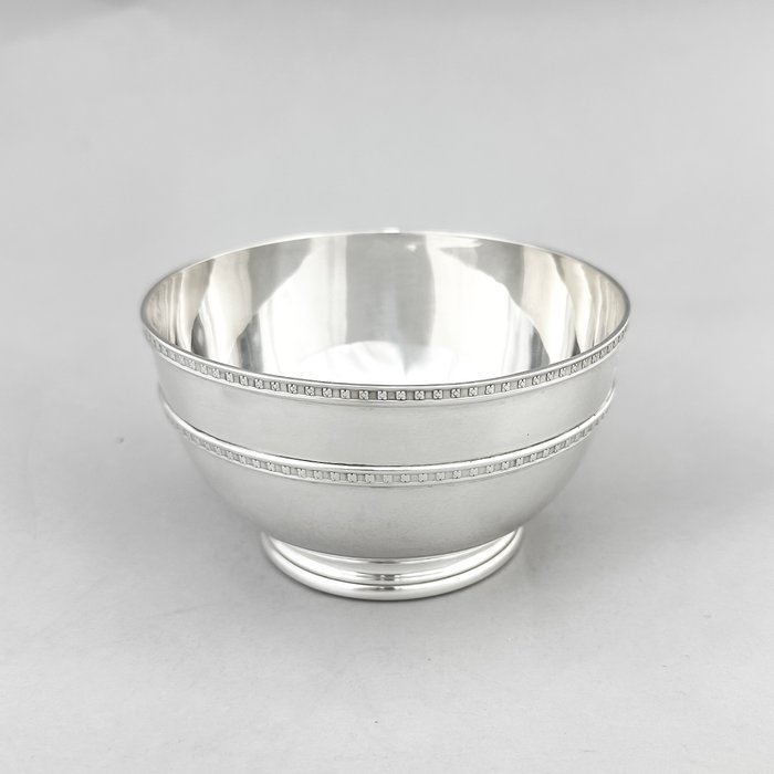 S W Smith  Co - Heavy sterling silver sugar basin trimmed with geometric floral borders, 210g - Skål - .925 sølv