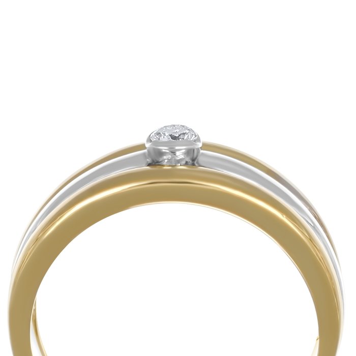 Ring - 18 kraat Gulguld, Hvidguld -  0.12ct. tw. Diamant (Natur)