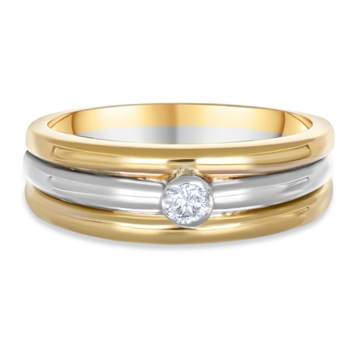 Ring - 18 kraat Gulguld, Hvidguld -  0.12ct. tw. Diamant (Natur)