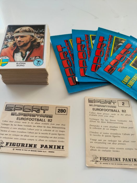 Panini - Sport Superstars 1982 - Duran/Borg/Nastase/Zico/Keegan/Piquet/Etc - 4 Sealed packs + 118 Loose stickers