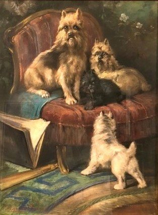 Henriette Ronner-Knip (1821-1909) - "Honden op een sofa"