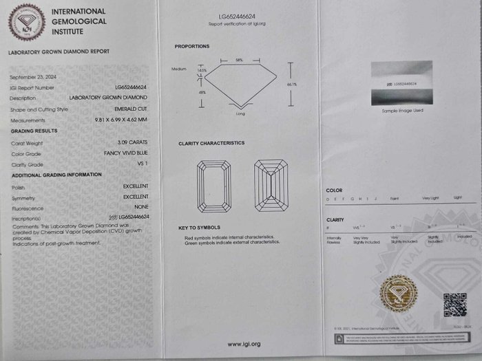 Ingen mindstepris - Ring - 14 karat Hvidguld -  3.39ct. tw. Blå Diamant (Laboratoriedyrket diamant i fancy farver) - Diamant - Forlovelsesring