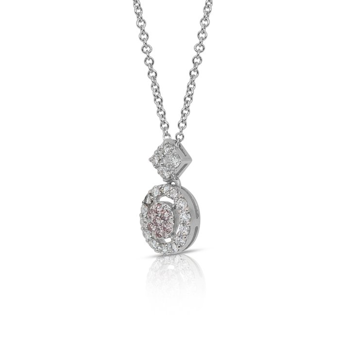 Halskæde med vedhæng - 18 kraat Hvidguld -  0.55ct. tw. Lyserød Diamant (Naturfarvet) - Diamant - Sjælden Fancy Intense Pink