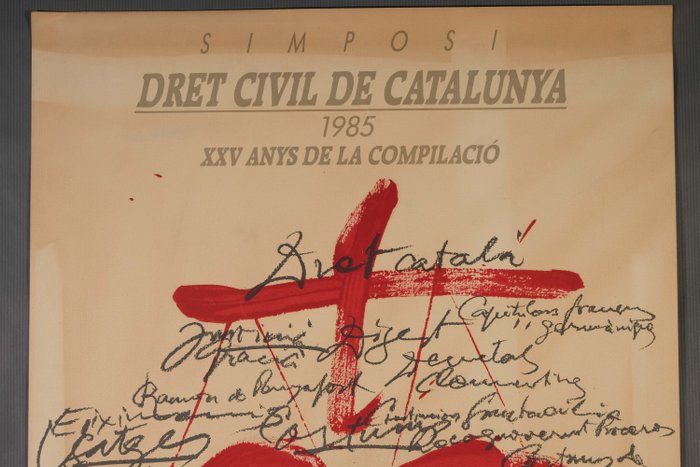 Antoni Tapies - Cartel de Antoni Tàpies Dret civil de Catalunya 1986. Firmado y fechado por Tàpies - 1980‹erne