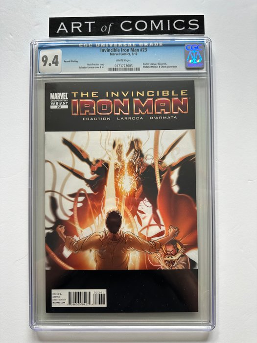 Invincible Iron Man #23 - Very Rare 2nd Print Variant Cover - Doctor Strange, Madame Masque, Ghost Appearance - CGC Graded 9.4 - Very High Grade! - White Pages! - 1 Graded comic - Første udgave - 2016