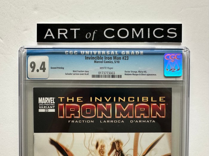 Invincible Iron Man #23 - Very Rare 2nd Print Variant Cover - Doctor Strange, Madame Masque, Ghost Appearance - CGC Graded 9.4 - Very High Grade! - White Pages! - 1 Graded comic - Første udgave - 2016