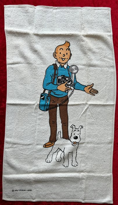 Kuifje - Tintin - Originele handdoek  Kuifje - Haddock - Jansen - professor zonnbloem (1980) - 4 Album - 1978