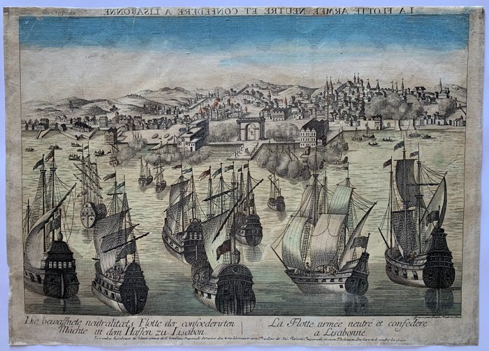 Europa - Portugal; Balthazar Frederic Leizelt - La flotte armée neutré et confedere a Lisabonne - 1750