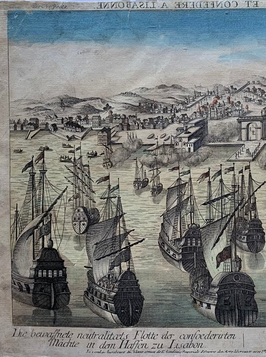 Europa - Portugal; Balthazar Frederic Leizelt - La flotte armée neutré et confedere a Lisabonne - 1750