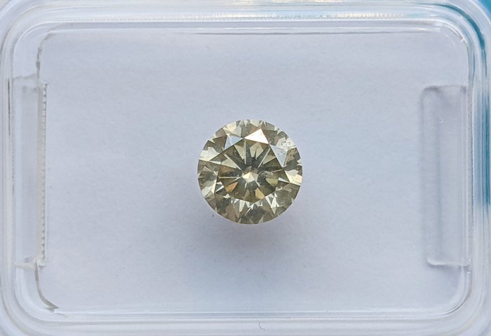 Ingen mindstepris - 1 pcs Diamant  (Naturfarvet)  - 0.78 ct - Rund - Fancy light Grålig, Grønlig Brun - SI2 - International Gemological Institute (IGI)