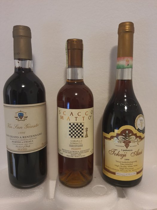 1996 S.Giusto Rentennano, 2000 Fattoria Zerbina Scacco Matto  1994 Tokaji Aszu 5 Puttonyos - Tokaj, Toscana - 3 0.375L  0.5L