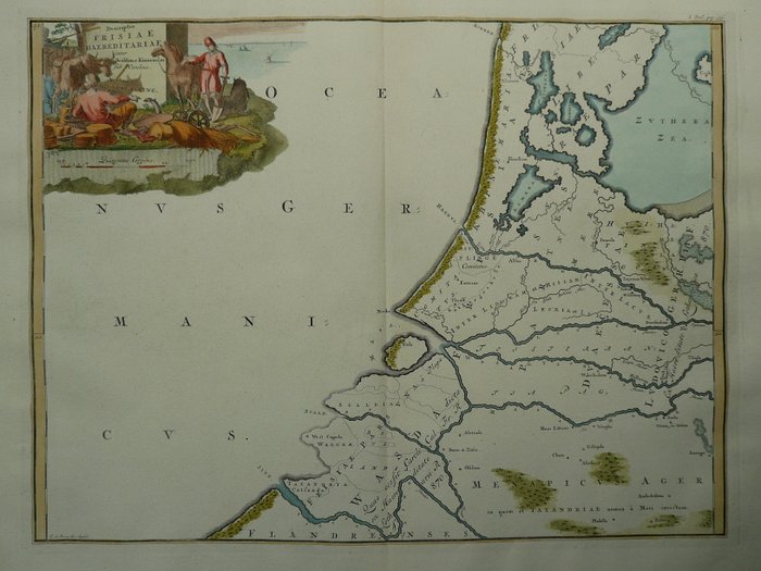 Holland - Holland, Zeeland; Mensone Alting. / F. Halma. - Descriptio Frisiae Haereditariae inter scaldim (...) - 1701-1720