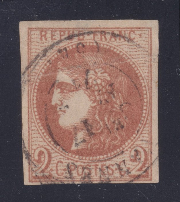 Frankrig 1870 - Bordeaux nummer, nr. 40B annulleret C til D lys, signeret kalve, - Yvert