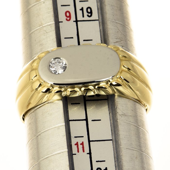 Ring - 18 kraat Gulguld Diamant (Natur)