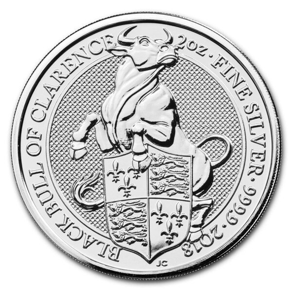 Storbritannien. 5 x 2 oz 2018 £5 GBP UK Silver Queen's Beasts The Black Bull of Clarence Coin BU