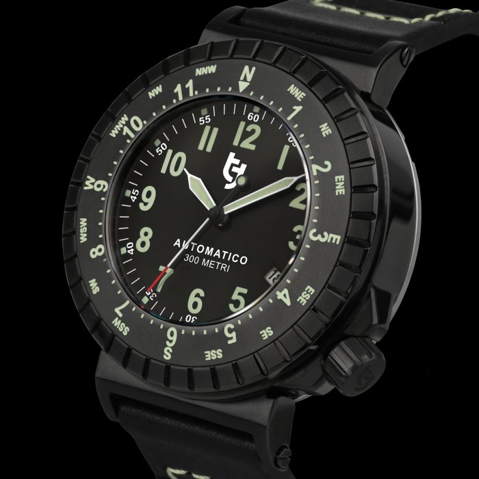 Tecnotempo - Diver's 300M WR "Aviator" - Limited Edition - - TT300GNN (All Black) - Mænd - 2011-nu