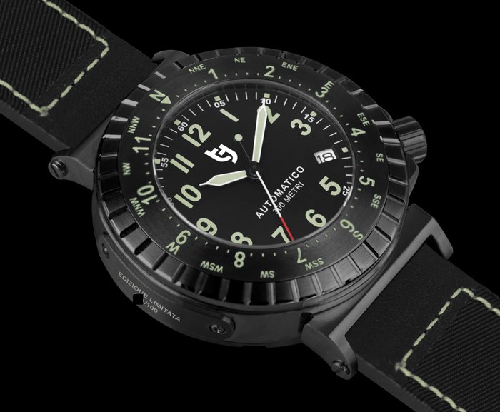 Tecnotempo - Diver's 300M WR "Aviator" - Limited Edition - - TT300GNN (All Black) - Mænd - 2011-nu