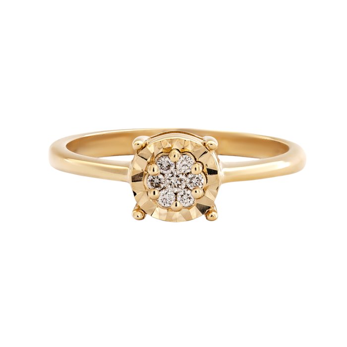 Ingen mindstepris - Ring - 14 karat Gulguld -  0.08ct. tw. Diamant (Natur)