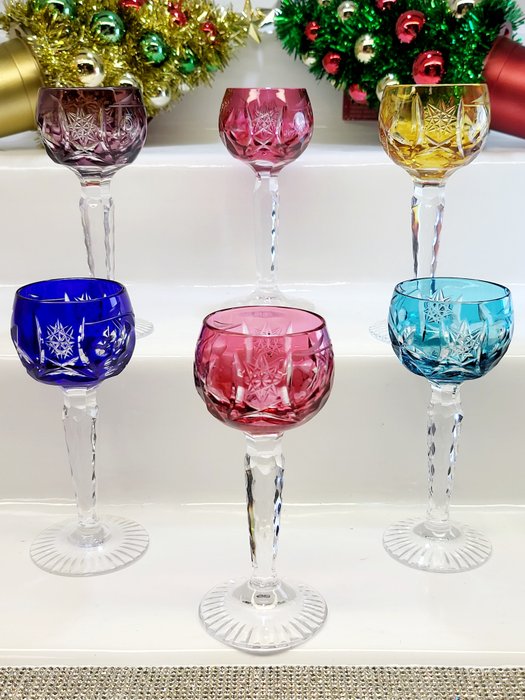 *Nachtmann Kristall* (Germany) - Spiritus sæt til 6 (6) - er Set Crystal Cut Kristallglas Liquergläser, Schnapsgläser, Aperitifgläser, Trinkgläser - Krystal, 24% blykrystal - 1950-1960/blyglas