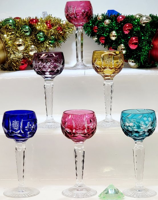 *Nachtmann Kristall* (Germany) - Spiritus sæt til 6 (6) - er Set Crystal Cut Kristallglas Liquergläser, Schnapsgläser, Aperitifgläser, Trinkgläser - Krystal, 24% blykrystal - 1950-1960/blyglas