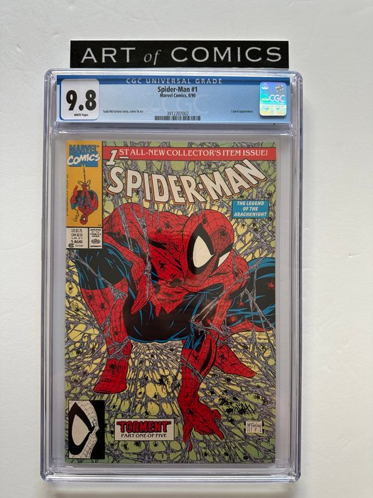 Spider-Man #1 - Regular Edition - Lizard Appearance - CGC Graded 9.8!! - Extremely High Grade! - White Pages! - 1 Graded comic - Første udgave - 1990