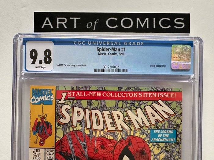 Spider-Man #1 - Regular Edition - Lizard Appearance - CGC Graded 9.8!! - Extremely High Grade! - White Pages! - 1 Graded comic - Første udgave - 1990