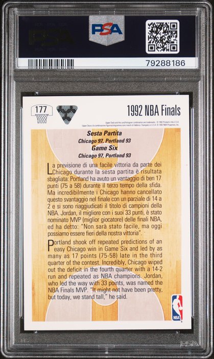 1991/92 Upper Deck NBA International Michael Jordan #177 PSA 9 Graded card