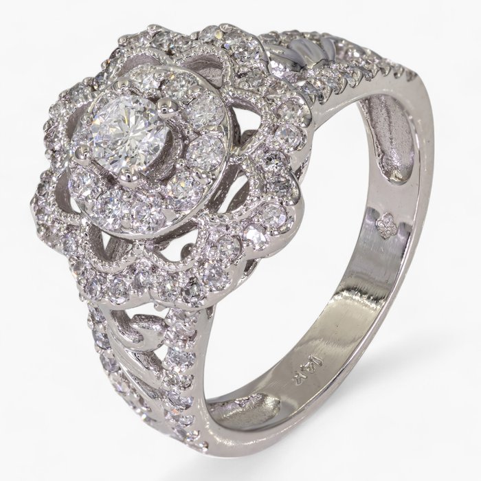 Ingen mindstepris - Ring - 14 karat Hvidguld 116 ct diamanter - IGI certificeret Diamant (Natur)