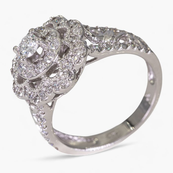 Ingen mindstepris - Ring - 14 karat Hvidguld 116 ct diamanter - IGI certificeret Diamant (Natur)