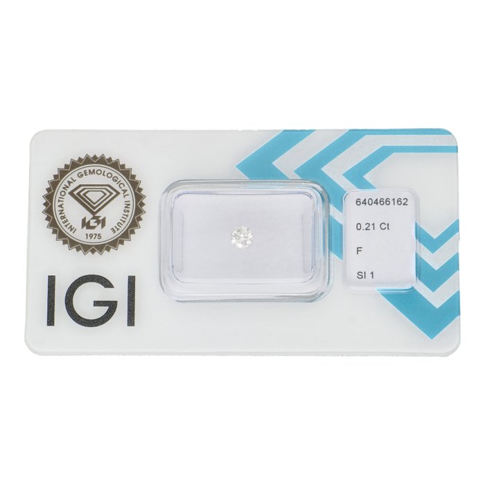 Ingen mindstepris - 1 pcs Diamant  (Natur)  - 021 ct - Rund - F - SI1 - International Gemological Institute (IGI)