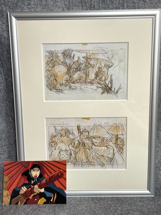 Hayao Miyazaki - 2 "Princess Mononoke" もののけ姫 Indrammede print af layouts - Studio Ghibli - 2008