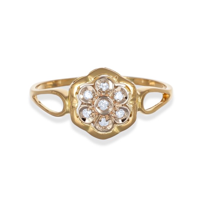 Ring - 18 kraat Gulguld, Hvidguld -  0.11ct. tw. Diamant (Natur)