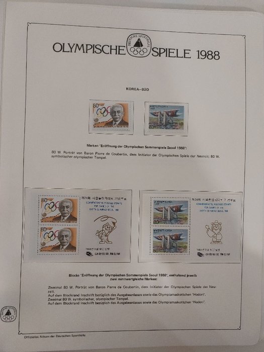 Verden 1988/1988 - Olympics 1988 - Olympiske Lege temaark i 2 ringbind