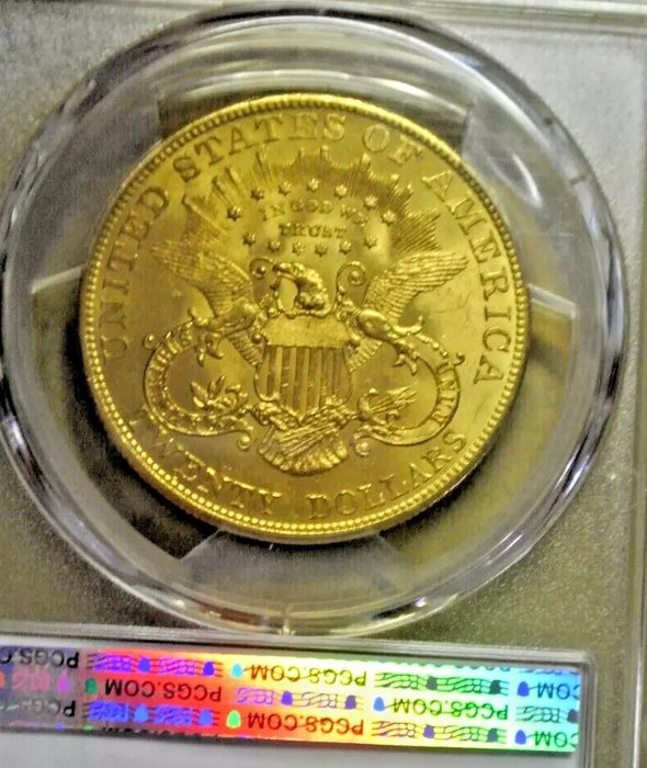 Förenta staterna. Liberty Head Gold $20 Double Eagle 1904 PCGS Graded MS63