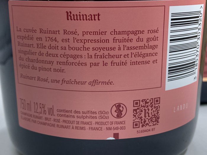 Ruinart, Caisse Cave - Champagne Rosé - 4 Flasker (0,75 L)