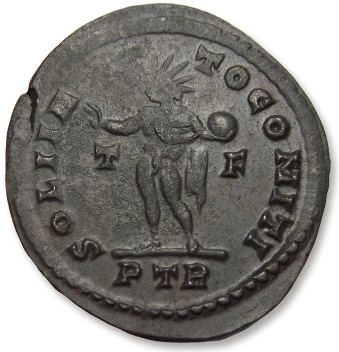 Romarriket Constantine I (AD 306-337) Follis Treveri (Trier) mint circa 313-315 - mintmark PTR T-F in fields - SOLI INVICTO COMITI