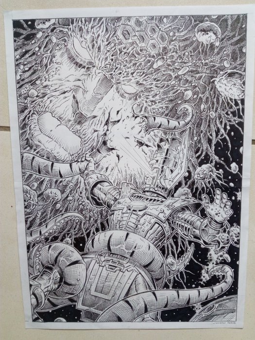 Comolo, Giorgio - 1 Original drawing - Galactus vs Ego the living planet - 2024