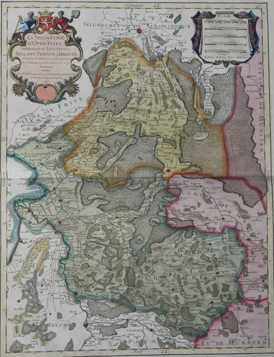 Holland - Overijssel  Drenthe; Nicolas Sanson (1600-1667)  Alexis Hubert Jaillot (1632-1712) - La Seigneurie d'Over-Yssel ...... - 1674