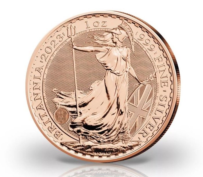 Storbritannien 2 Pounds 2023 Britannia mit Rotgold veredelt 1 Oz (999)  (Ingen mindstepris)