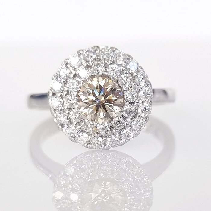 Cocktailring - 14 karat Hvidguld -  104ct tw Diamant (Naturfarvet)