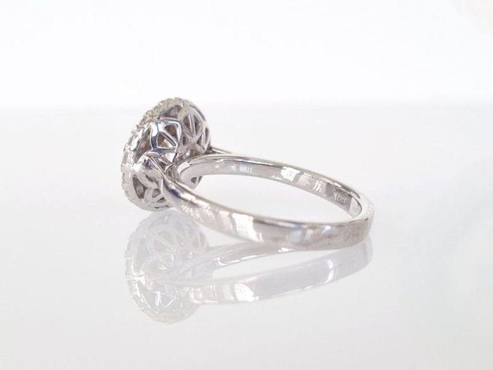 Cocktailring - 14 karat Hvidguld -  104ct tw Diamant (Naturfarvet)